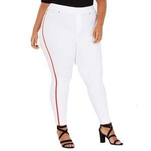 NWT HUE Racer Stripe Denim Leggings 2X White